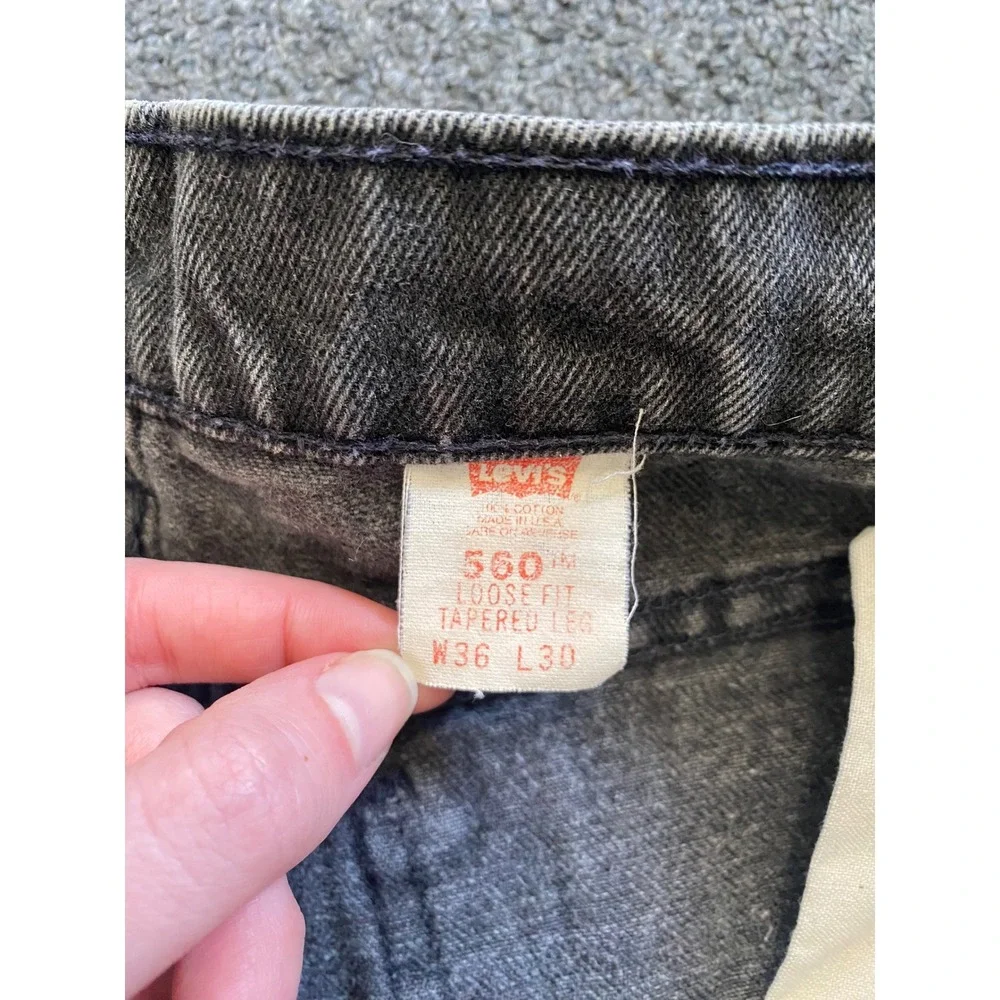 Vintage Levi's 560 Orange Tab Jeans Gray Mens 36x30 Loose Fit Tapered Leg USA